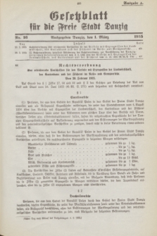 Gesetzblatt für die Freie Stadt Danzig.1935, Nr. 16 (1 März) - Ausgabe A