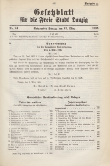 Gesetzblatt für die Freie Stadt Danzig.1935, Nr. 24 (27 März) - Ausgabe A
