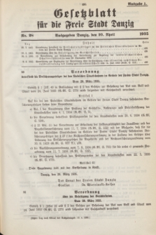 Gesetzblatt für die Freie Stadt Danzig.1935, Nr. 28 (10 April) - Ausgabe A
