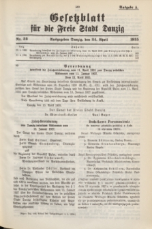 Gesetzblatt für die Freie Stadt Danzig.1935, Nr. 32 (24 April) - Ausgabe A