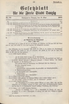 Gesetzblatt für die Freie Stadt Danzig.1935, Nr. 35 (2 Mai) - Ausgabe A