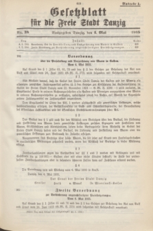 Gesetzblatt für die Freie Stadt Danzig.1935, Nr. 38 (4 Mai) - Ausgabe A