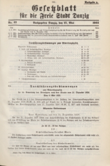 Gesetzblatt für die Freie Stadt Danzig.1935, Nr. 43 (15 Mai) - Ausgabe A