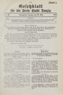 Gesetzblatt für die Freie Stadt Danzig.1935, Nr. 48 (29 Mai) - Ausgabe A