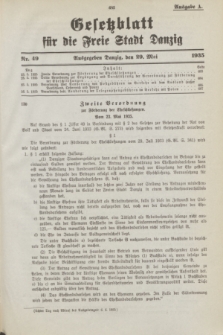 Gesetzblatt für die Freie Stadt Danzig.1935, Nr. 49 (29 Mai) - Ausgabe A