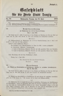 Gesetzblatt für die Freie Stadt Danzig.1935, Nr. 58 (12 Juni) - Ausgabe A