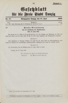 Gesetzblatt für die Freie Stadt Danzig.1935, Nr. 60 (14 Juni) - Ausgabe A