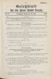 Gesetzblatt für die Freie Stadt Danzig.1935, Nr. 63 (21 Juni) - Ausgabe A