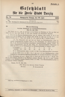Gesetzblatt für die Freie Stadt Danzig.1935, Nr. 79 (29 Juli) - Ausgabe A