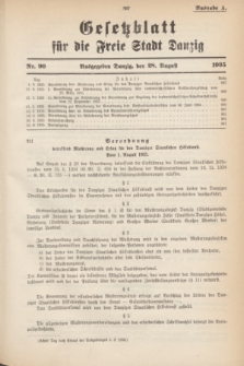 Gesetzblatt für die Freie Stadt Danzig.1935, Nr. 90 (28 August) - Ausgabe A
