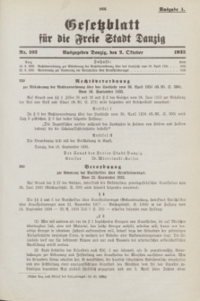 Gesetzblatt für die Freie Stadt Danzig.1935, Nr. 102 (2 October) - Ausgabe A