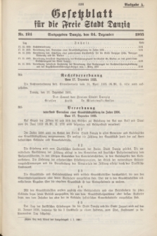 Gesetzblatt für die Freie Stadt Danzig.1935, Nr. 124 (24 Dezember) - Ausgabe A