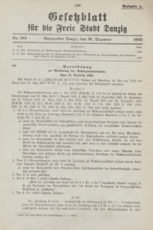 Gesetzblatt für die Freie Stadt Danzig.1935, Nr. 125 (31 Dezember) - Ausgabe A