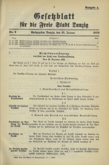 Gesetzblatt für die Freie Stadt Danzig.1936, Nr. 2 (13 Januar) - Ausgabe A