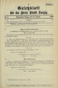 Gesetzblatt für die Freie Stadt Danzig.1936, Nr. 6 (24 Januar) - Ausgabe A