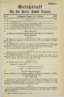 Gesetzblatt für die Freie Stadt Danzig.1936, Nr. 9 (5 Februar) - Ausgabe A