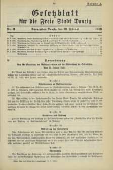 Gesetzblatt für die Freie Stadt Danzig.1936, Nr. 11 (19 Februar) - Ausgabe A