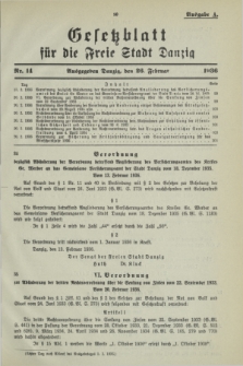 Gesetzblatt für die Freie Stadt Danzig.1936, Nr. 14 (26 Februar) - Ausgabe A