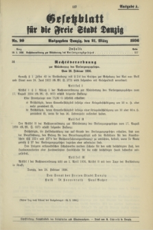 Gesetzblatt für die Freie Stadt Danzig.1936, Nr. 20 (21 März) - Ausgabe A
