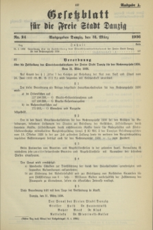 Gesetzblatt für die Freie Stadt Danzig.1936, Nr. 24 (31 März) - Ausgabe A