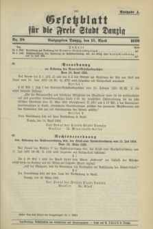 Gesetzblatt für die Freie Stadt Danzig.1936, Nr. 28 (15 April) - Ausgabe A