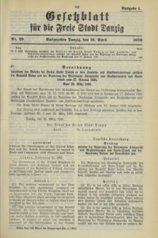 Gesetzblatt für die Freie Stadt Danzig.1936, Nr. 29 (16 April) - Ausgabe A
