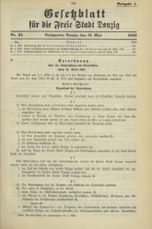 Gesetzblatt für die Freie Stadt Danzig.1936, Nr. 34 (13 Mai) - Ausgabe A