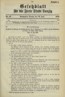 Gesetzblatt für die Freie Stadt Danzig.1936, Nr. 42 (16 Juni) - Ausgabe A