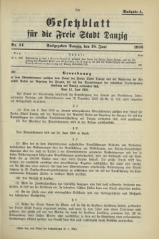 Gesetzblatt für die Freie Stadt Danzig.1936, Nr. 44 (18 Juni) - Ausgabe A