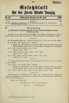 Gesetzblatt für die Freie Stadt Danzig.1936, Nr. 45 (24 Juni) - Ausgabe A