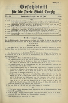 Gesetzblatt für die Freie Stadt Danzig.1936, Nr. 48 (13 Juli) - Ausgabe A