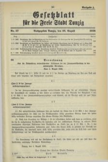 Gesetzblatt für die Freie Stadt Danzig.1936, Nr. 57 (19 August) - Ausgabe A