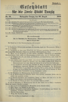 Gesetzblatt für die Freie Stadt Danzig.1936, Nr. 59 (26 August) - Ausgabe A