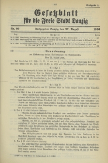 Gesetzblatt für die Freie Stadt Danzig.1936, Nr. 60 (27 August) - Ausgabe A