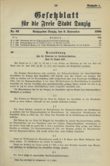 Gesetzblatt für die Freie Stadt Danzig.1936, Nr. 62 (2 September) - Ausgabe A