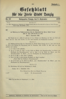 Gesetzblatt für die Freie Stadt Danzig.1936, Nr. 63 (3 September) - Ausgabe A