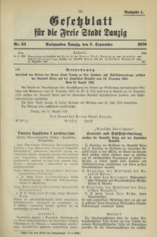 Gesetzblatt für die Freie Stadt Danzig.1936, Nr. 64 (5 September) - Ausgabe A