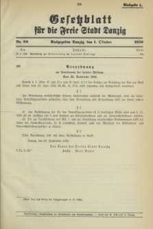 Gesetzblatt für die Freie Stadt Danzig.1936, Nr. 69 (1 Oktober) - Ausgabe A
