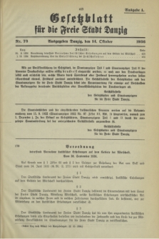 Gesetzblatt für die Freie Stadt Danzig.1936, Nr. 73 (14 Oktober) - Ausgabe A