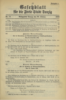 Gesetzblatt für die Freie Stadt Danzig.1936, Nr. 74 (28 Oktober) - Ausgabe A