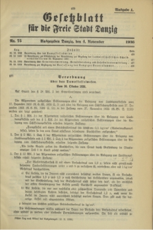 Gesetzblatt für die Freie Stadt Danzig.1936, Nr. 75 (4 November) - Ausgabe A