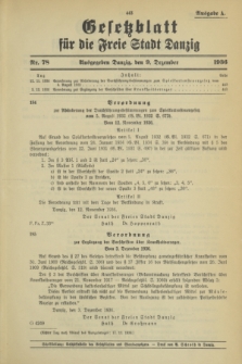 Gesetzblatt für die Freie Stadt Danzig.1936, Nr. 78 (9 Dezember) - Ausgabe A