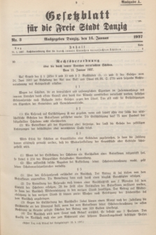 Gesetzblatt für die Freie Stadt Danzig.1937, Nr. 3 (14 Januar) - Ausgabe A