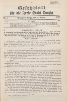 Gesetzblatt für die Freie Stadt Danzig.1937, Nr. 5 (15 Januar) - Ausgabe A