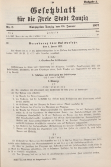 Gesetzblatt für die Freie Stadt Danzig.1937, Nr. 8 (28 Januar) - Ausgabe A