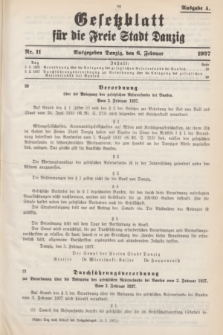 Gesetzblatt für die Freie Stadt Danzig.1937, Nr. 11 (6 Februar) - Ausgabe A