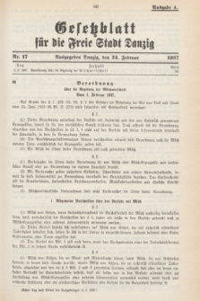 Gesetzblatt für die Freie Stadt Danzig.1937, Nr. 17 (24 Februar) - Ausgabe A