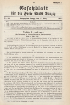 Gesetzblatt für die Freie Stadt Danzig.1937, Nr. 20 (17 März) - Ausgabe A