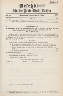 Gesetzblatt für die Freie Stadt Danzig.1937, Nr. 22 (25 März) - Ausgabe A