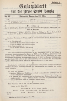 Gesetzblatt für die Freie Stadt Danzig.1937, Nr. 23 (30 März) - Ausgabe A